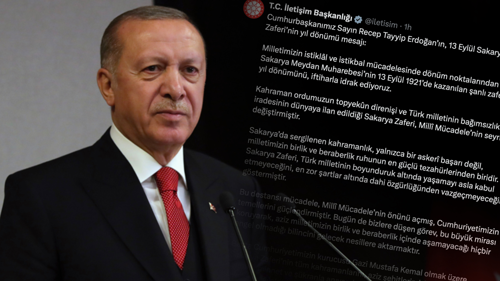 cumhurbaskani erdogandan 13 eylul sakarya zaferi mesaji turk milletinin boyunduruk altinda yasamayi asla kabul etmeyecegini ozgurlugunden vazgecmeyecegini gostermistir LF1YQcpe